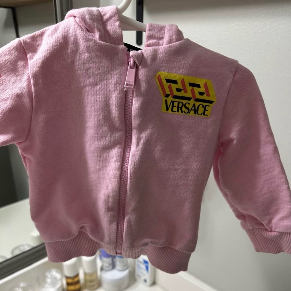 Versace Pink Kids Sweatshirt with Yellow Logo